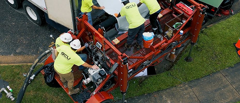 a team of GCU workers on site