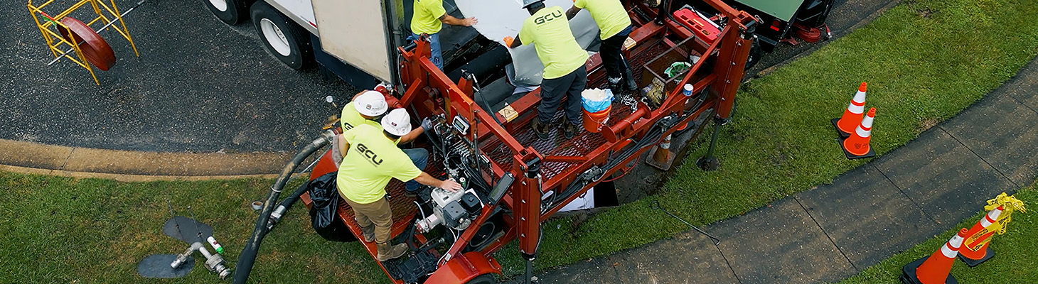 a team of GCU workers on site