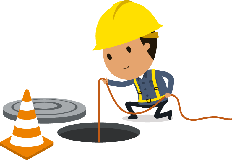 illustration of a worker near a manhole